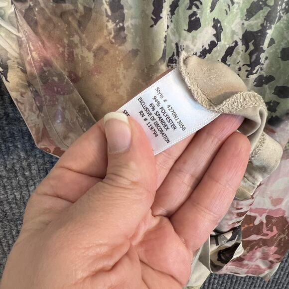 Unity Women Floral Blouse Top Size Large Petite Bohemian Artsy Lace Trim Stretch - Picture 7 of 9